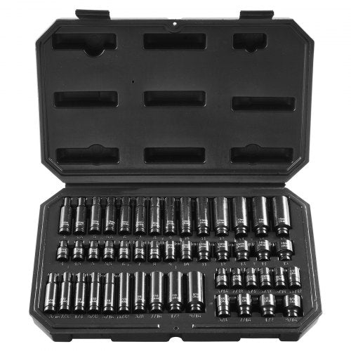 Drive Impact Socket Set 1/4" - 14 Piece Deep Socket Set Metric 4-15mm - 6 Point Cr-Mo Alloy Steel for Auto Repair - Easy-to-Read Size Markings - Rugged Construction - Socket Organizer