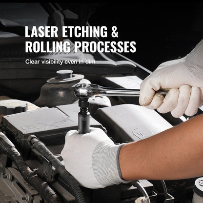 Impact Sockets Set 48st 6-Point 1/4" Drive Bit Ratchet Tool Kit Case