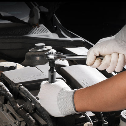 Drive Impact Socket Set 1/4" - 14 Piece Deep Socket Set Metric 4-15mm - 6 Point Cr-Mo Alloy Steel for Auto Repair - Easy-to-Read Size Markings - Rugged Construction - Socket Organizer