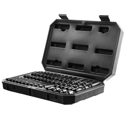 Impact Sockets Set 48st 6-Point 1/4" Drive Bit Ratchet Tool Kit Case