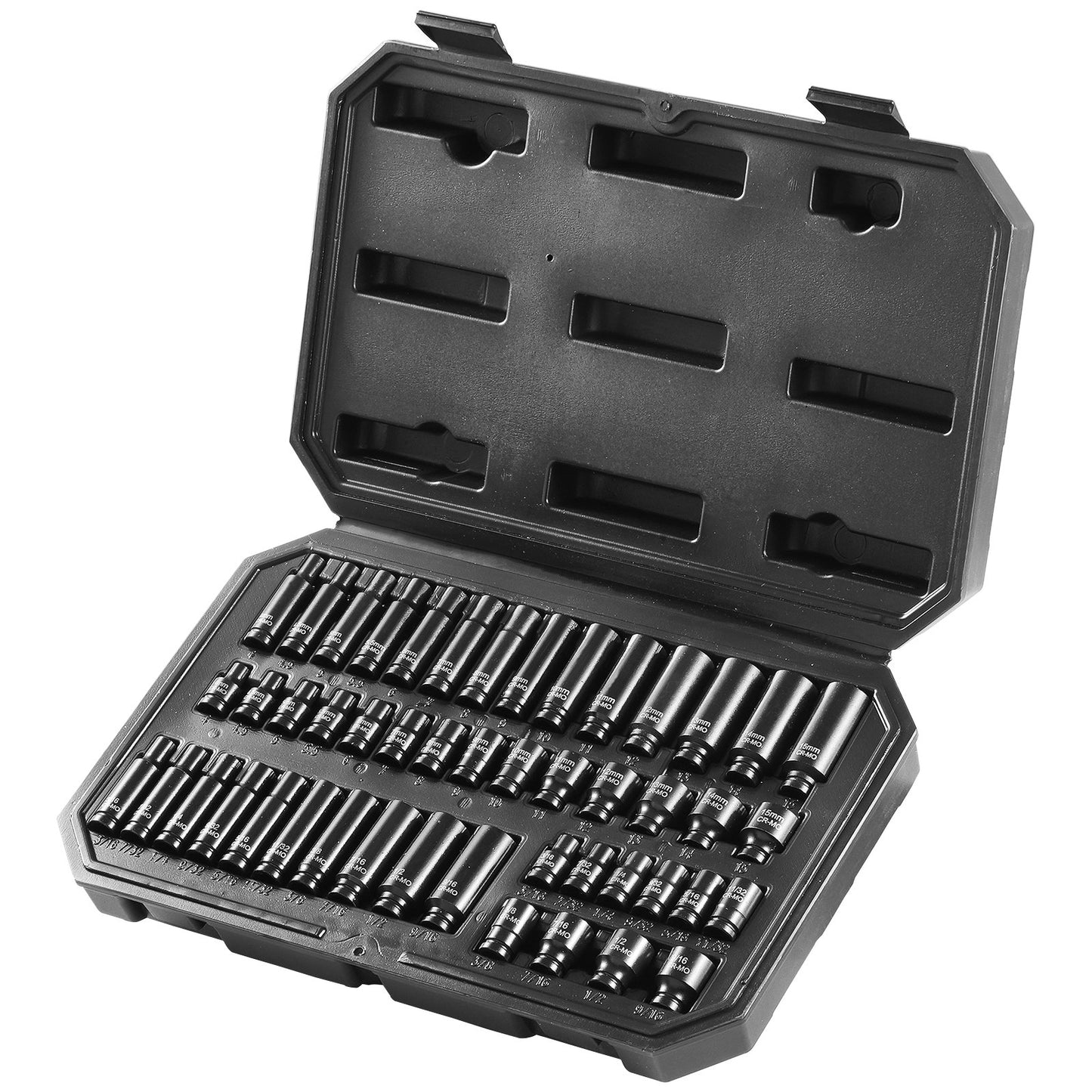 Impact Sockets Set 48st 6-Point 1/4" Drive Bit Ratchet Tool Kit Case