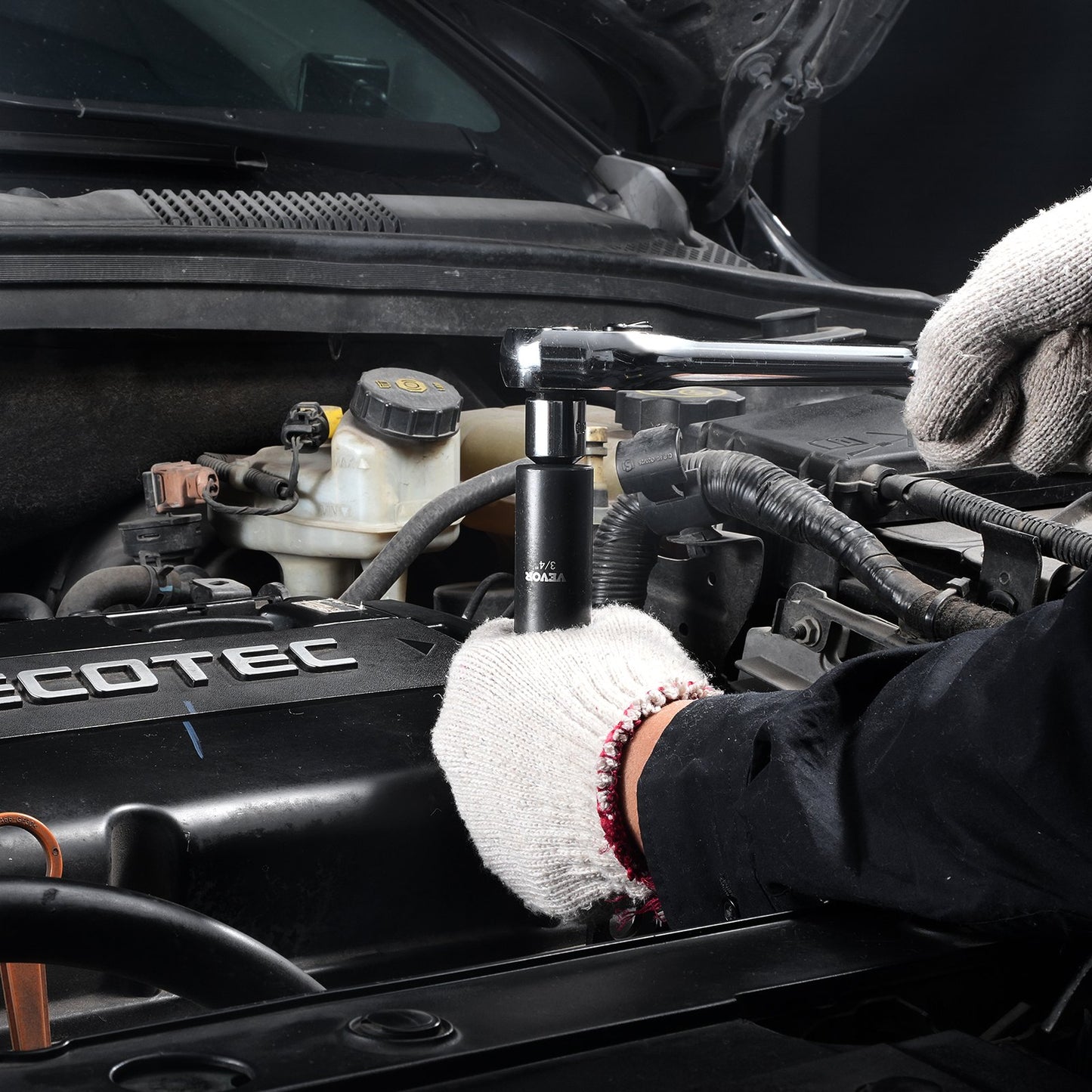 3/8" & 1/2" Drive Impact Socket Set, 59PCS Socket Set SAE 5/16" to 1-1/4" and Metric 6-32mm, 6 Point Cr-Mo Alloy Steel for Auto Repair, Easy-to-Read Markings, Rugged Construction, Storage Case