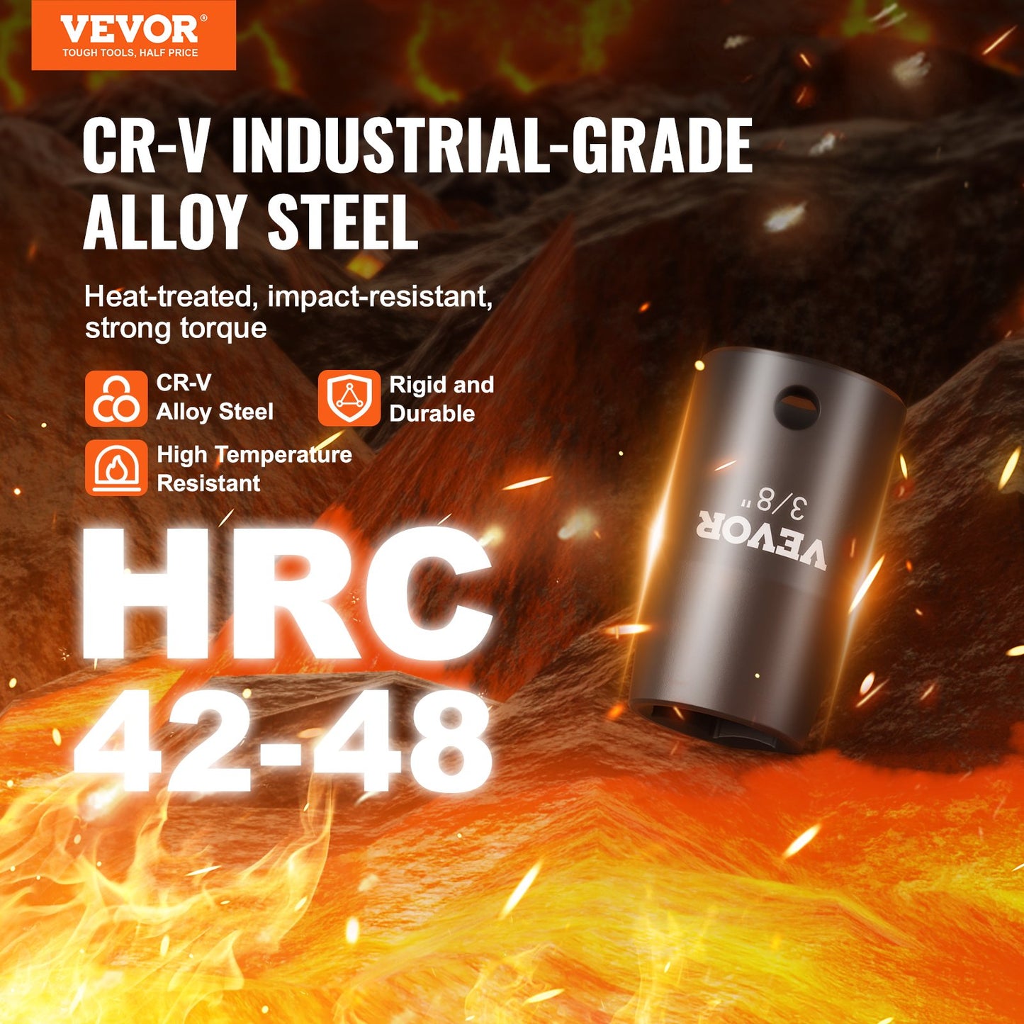 Impact Sockets Set 29st 6-Points 3/8in Drive Bit Ratchet Tool Kit Case