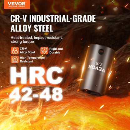 Impact Sockets Set 29st 6-Points 3/8in Drive Bit Ratchet Tool Kit Case