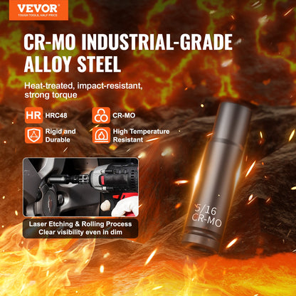 Schlagschrauber-Set, 55-teilig, 6-Punkt-Steckschlüssel, 1/4-Zoll-Antrieb, Ratschen-Werkzeugkoffer