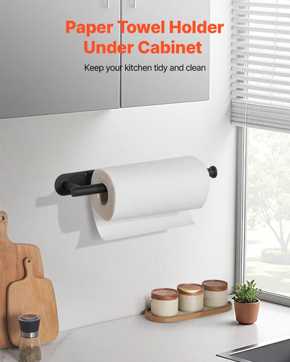 Paper Towel Holder Under Cabinet, High-Quality Stainless Steel Paper Towel Holder, Self Adhesive or Drilling Paper Towel Holder Wall Mount for Kitchen, Bathroom, Pantry