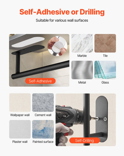Paper Towel Holder Under Cabinet, High-Quality Stainless Steel Paper Towel Holder, Self Adhesive or Drilling Paper Towel Holder Wall Mount for Kitchen, Bathroom, Pantry