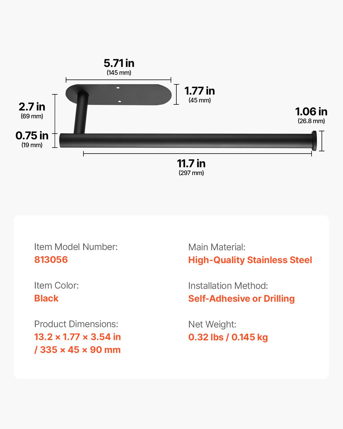 Paper Towel Holder Under Cabinet, High-Quality Stainless Steel Paper Towel Holder, Self Adhesive or Drilling Paper Towel Holder Wall Mount for Kitchen, Bathroom, Pantry