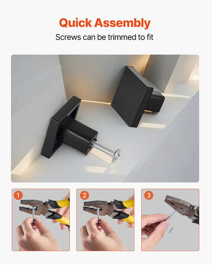 Cabinet Knobs, 10 Pack, 1.18 Inch Black Zinc Alloy Drawer Pulls & Door Handles, Square Kitchen Solid Knobs Dresser Handles, Cupboard Hardware with Screws for Bathroom Closet Cabinets Drawers