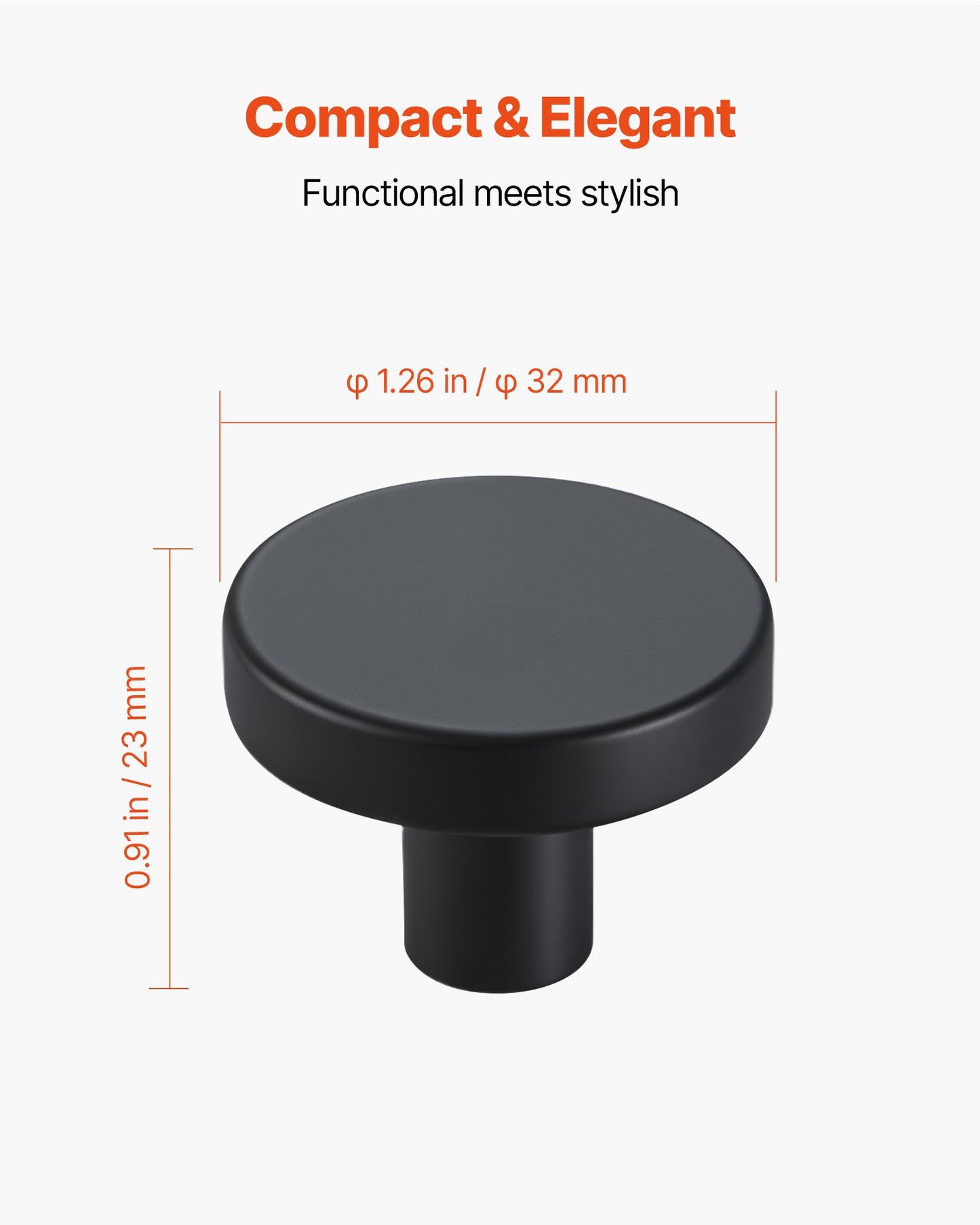 Cabinet Knobs, 10 Pack, 1.26 Inch Black Zinc Alloy Drawer Pulls & Door Handles, Mushroom Kitchen Solid Knobs Dresser Handles, Cupboard Hardware with Screws for Bathroom Closet Cabinets Drawers