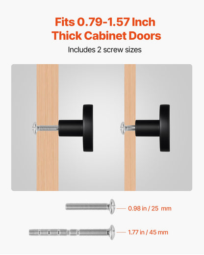 Cabinet Knobs, 10 Pack, 1.26 Inch Black Zinc Alloy Drawer Pulls & Door Handles, Mushroom Kitchen Solid Knobs Dresser Handles, Cupboard Hardware with Screws for Bathroom Closet Cabinets Drawers