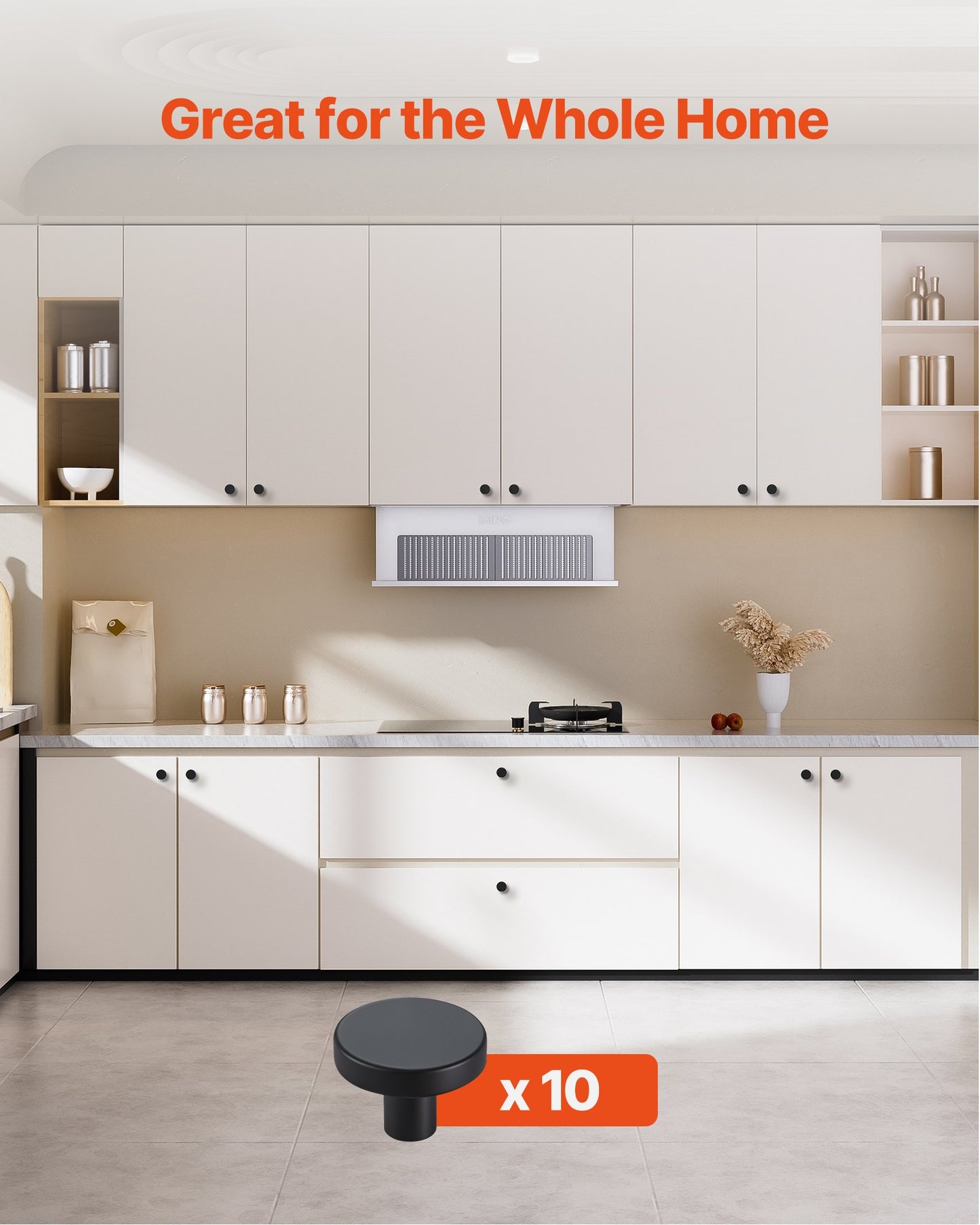 Cabinet Knobs, 10 Pack, 1.26 Inch Black Zinc Alloy Drawer Pulls & Door Handles, Mushroom Kitchen Solid Knobs Dresser Handles, Cupboard Hardware with Screws for Bathroom Closet Cabinets Drawers