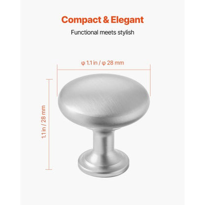 Skåpknoppar, 25-pack, 28 mm lådhandtag i zinklegering, svampformade köksknoppar, byråhandtag, skåpbeslag med skruvar för badrumsskåp, lådor, nickelfärg |  EU