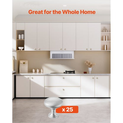 Skåpknoppar, 25-pack, 28 mm lådhandtag i zinklegering, svampformade köksknoppar, byråhandtag, skåpbeslag med skruvar för badrumsskåp, lådor, nickelfärg |  EU