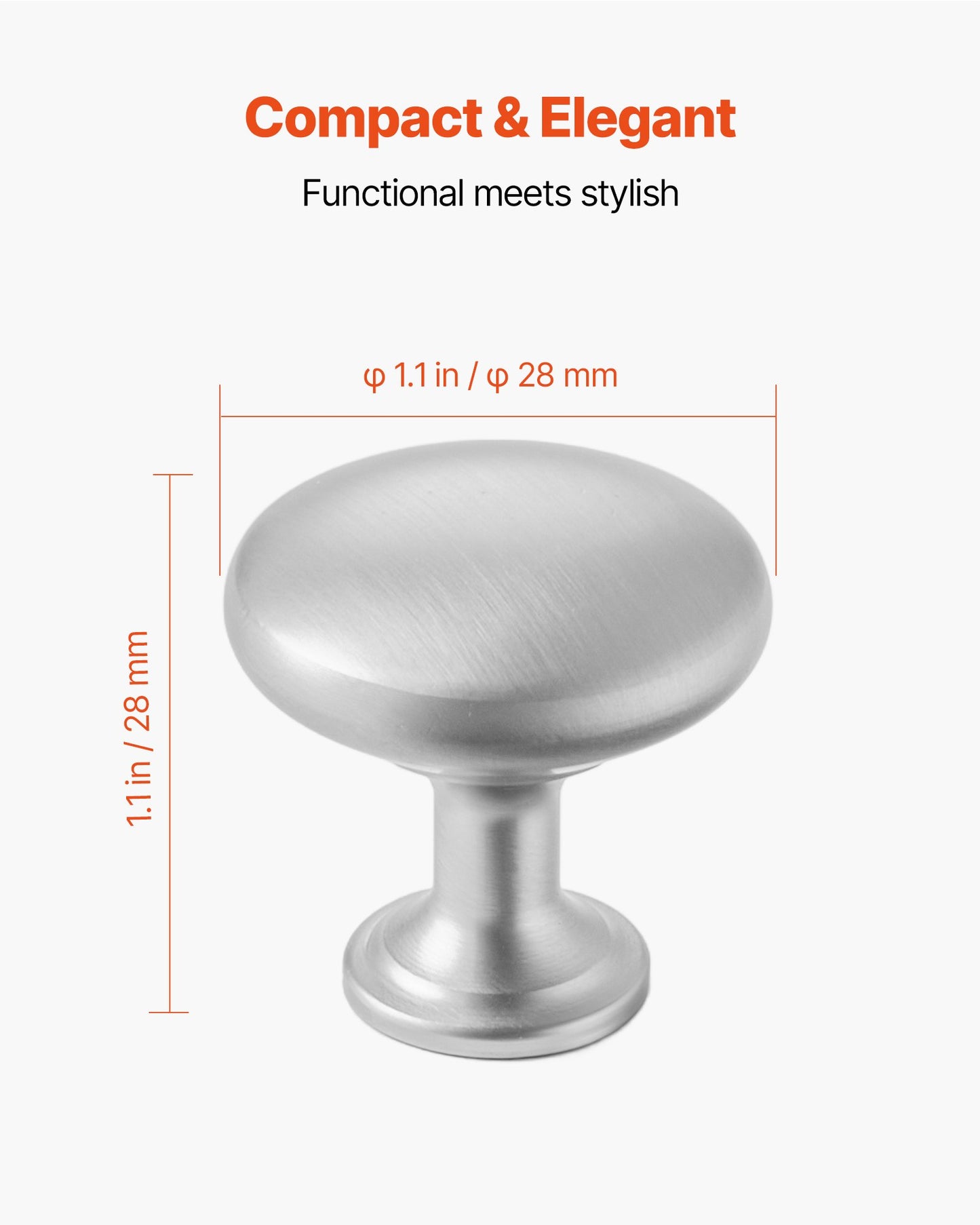 Cabinet Knobs, 25 Pack, 1.1 Inch Zinc Alloy Drawer Pulls & Door Handles, Mushroom Kitchen Dresser Solid Knobs, Cupboard Hardware with Screws for Bathroom Closet Cabinets Drawers, Nickel Color