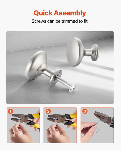 Cabinet Knobs, 25 Pack, 1.1 Inch Zinc Alloy Drawer Pulls & Door Handles, Mushroom Kitchen Dresser Solid Knobs, Cupboard Hardware with Screws for Bathroom Closet Cabinets Drawers, Nickel Color