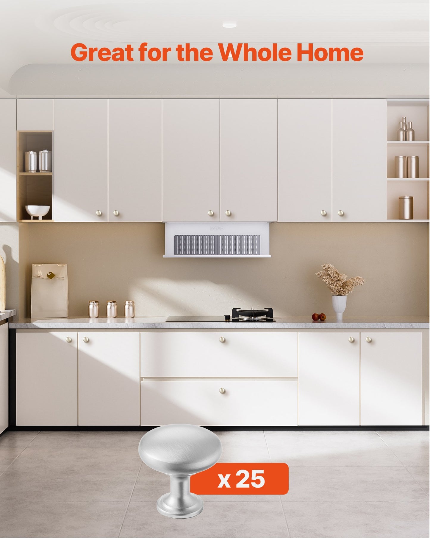 Cabinet Knobs, 25 Pack, 1.1 Inch Zinc Alloy Drawer Pulls & Door Handles, Mushroom Kitchen Dresser Solid Knobs, Cupboard Hardware with Screws for Bathroom Closet Cabinets Drawers, Nickel Color