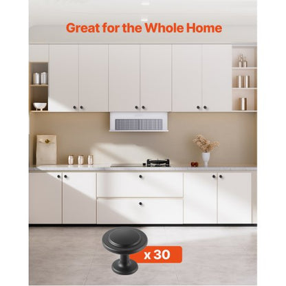 Skåpknoppar, 30-pack, 31 mm svarta zinklegeringshandtag, svampformade köksknoppar, byråhandtag, skåpbeslag med skruvar för badrumsskåp, lådor |  EU