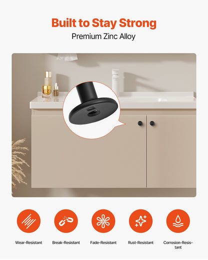 Cabinet Knobs, 30 Pack, 1.22 Inch Black Zinc Alloy Drawer Pulls & Door Handles, Mushroom Kitchen Solid Knobs Dresser Handles, Cupboard Hardware with Screws for Bathroom Closet Cabinets Drawers