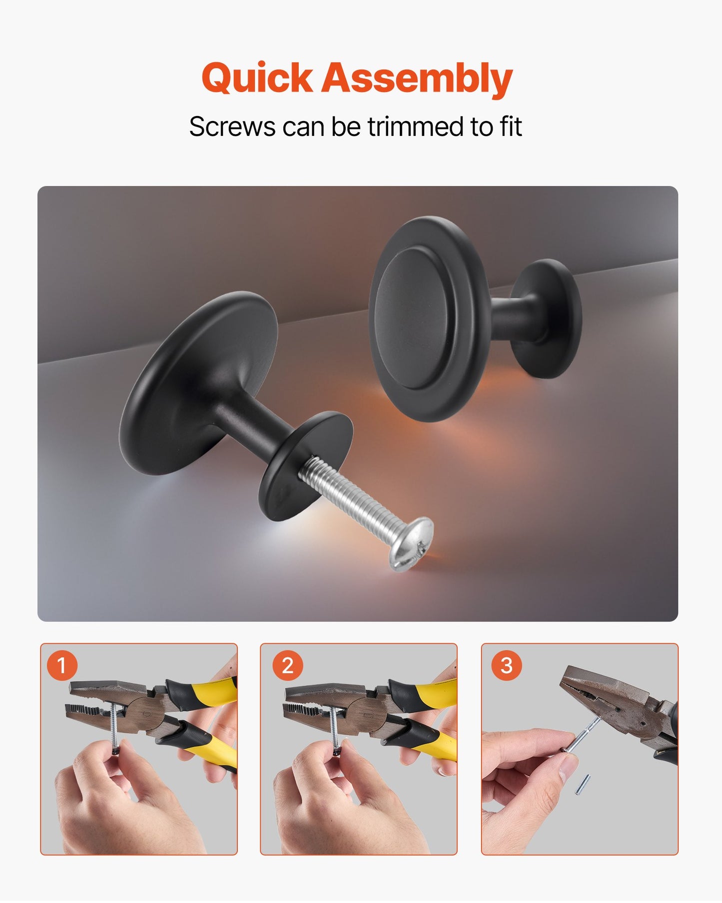 Cabinet Knobs, 30 Pack, 1.22 Inch Black Zinc Alloy Drawer Pulls & Door Handles, Mushroom Kitchen Solid Knobs Dresser Handles, Cupboard Hardware with Screws for Bathroom Closet Cabinets Drawers