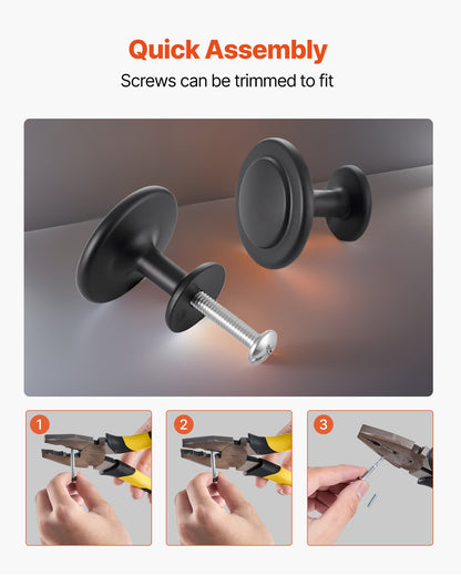 Cabinet Knobs, 30 Pack, 1.22 Inch Black Zinc Alloy Drawer Pulls & Door Handles, Mushroom Kitchen Solid Knobs Dresser Handles, Cupboard Hardware with Screws for Bathroom Closet Cabinets Drawers