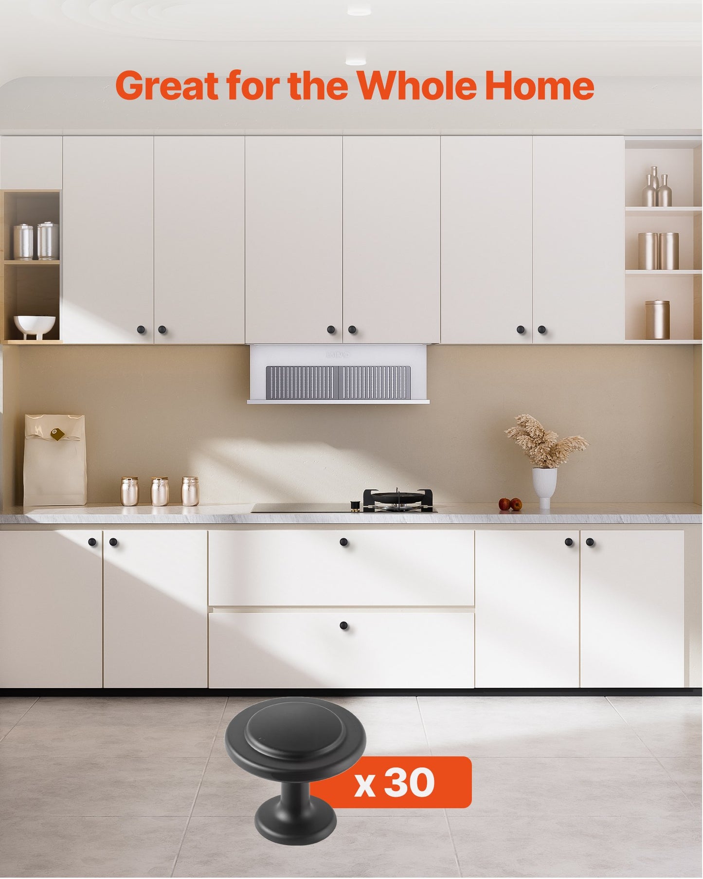 Cabinet Knobs, 30 Pack, 1.22 Inch Black Zinc Alloy Drawer Pulls & Door Handles, Mushroom Kitchen Solid Knobs Dresser Handles, Cupboard Hardware with Screws for Bathroom Closet Cabinets Drawers