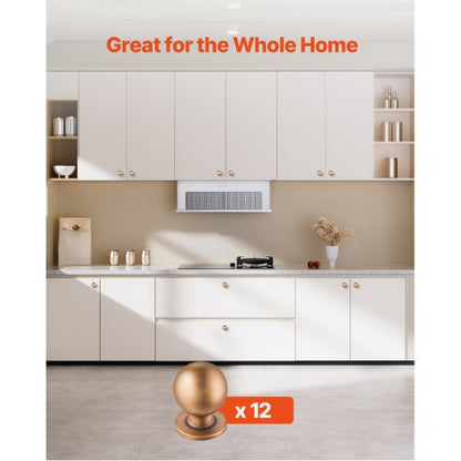 Skåpknoppar, 12-pack, 25 mm lådhandtag i zinklegering, runda kökshandtag, massiva knoppar, skåpbeslag med skruvar för badrumsskåp, lådor, antikmässing |  EU
