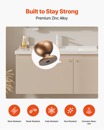 Cabinet Knobs, 12 Pack, 0.98 Inch Zinc Alloy Drawer Pulls Door Handles, Round Kitchen Dresser Solid Knobs Cupboard Hardware with Screws for Bathroom Closet Cabinets Drawers, Antique Brass Color