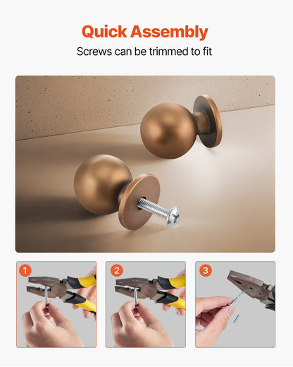 Cabinet Knobs, 12 Pack, 0.98 Inch Zinc Alloy Drawer Pulls Door Handles, Round Kitchen Dresser Solid Knobs Cupboard Hardware with Screws for Bathroom Closet Cabinets Drawers, Antique Brass Color