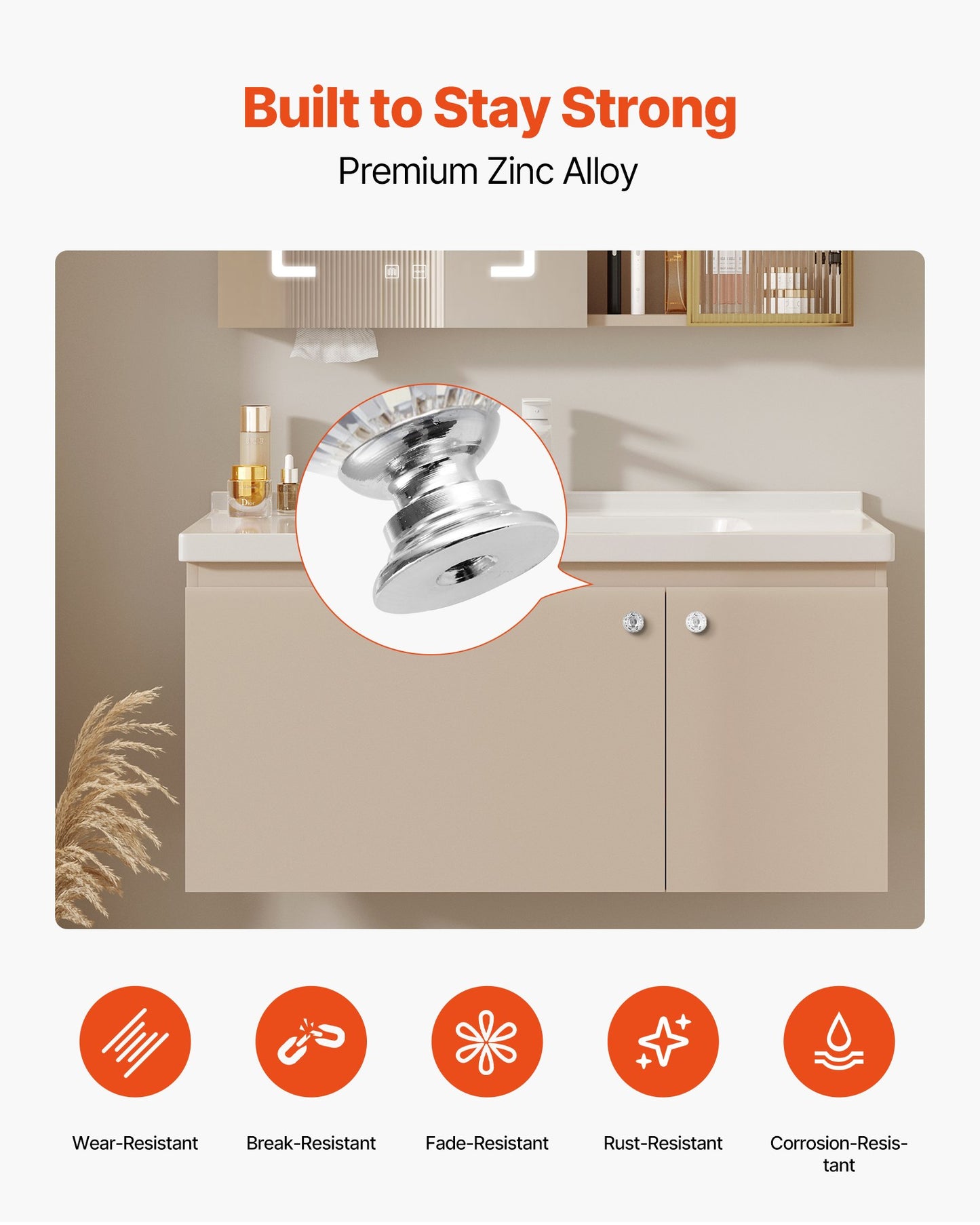 Cabinet Knobs, 12 Pack, 1.22 Inch Acrylic & Zinc Alloy Drawer Pulls Door Handles, Diamond Kitchen Solid Knobs Dresser Handles, Cupboard Hardware with Screws for Bathroom Closet Cabinets Drawers