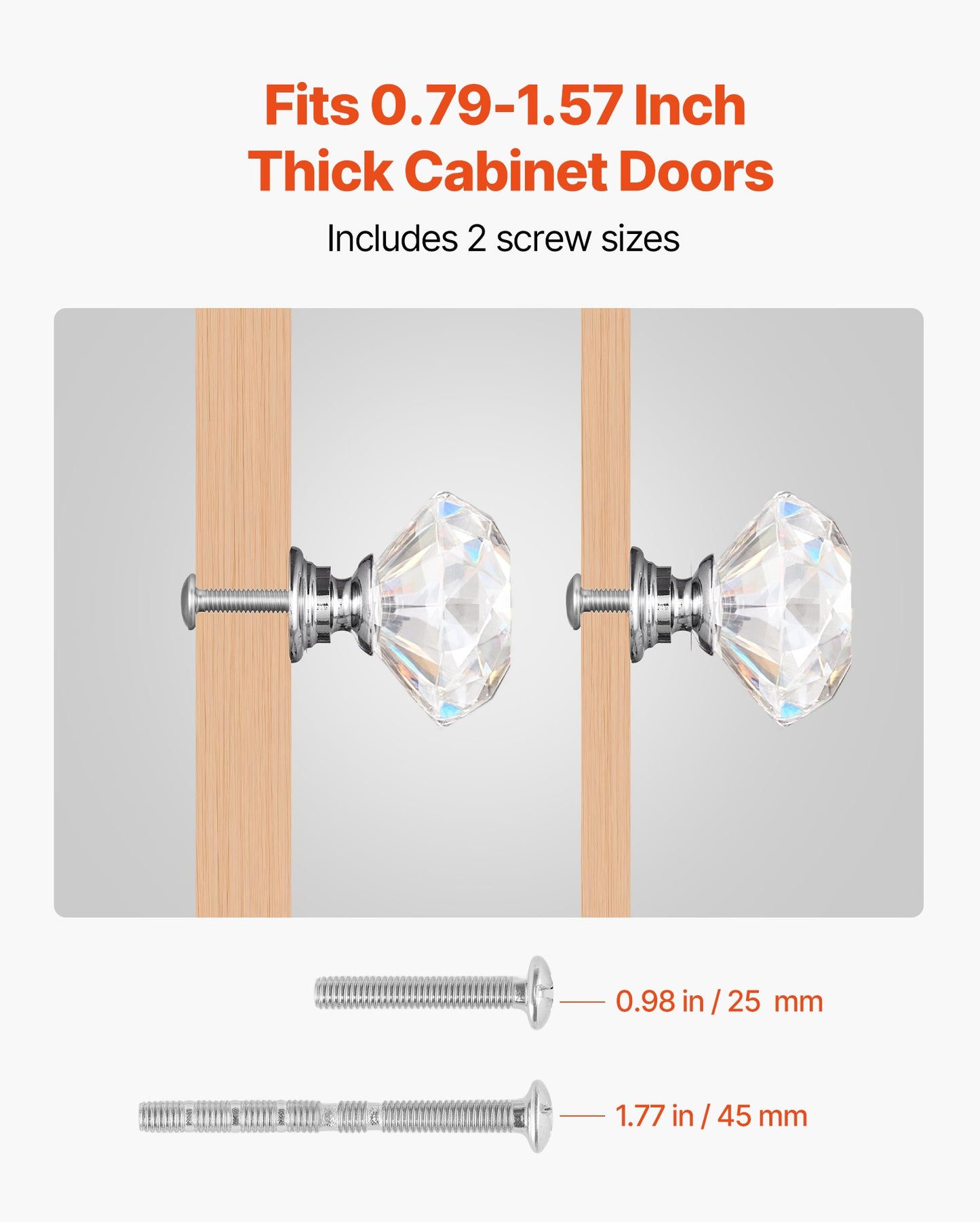 Cabinet Knobs, 12 Pack, 1.22 Inch Acrylic & Zinc Alloy Drawer Pulls Door Handles, Diamond Kitchen Solid Knobs Dresser Handles, Cupboard Hardware with Screws for Bathroom Closet Cabinets Drawers