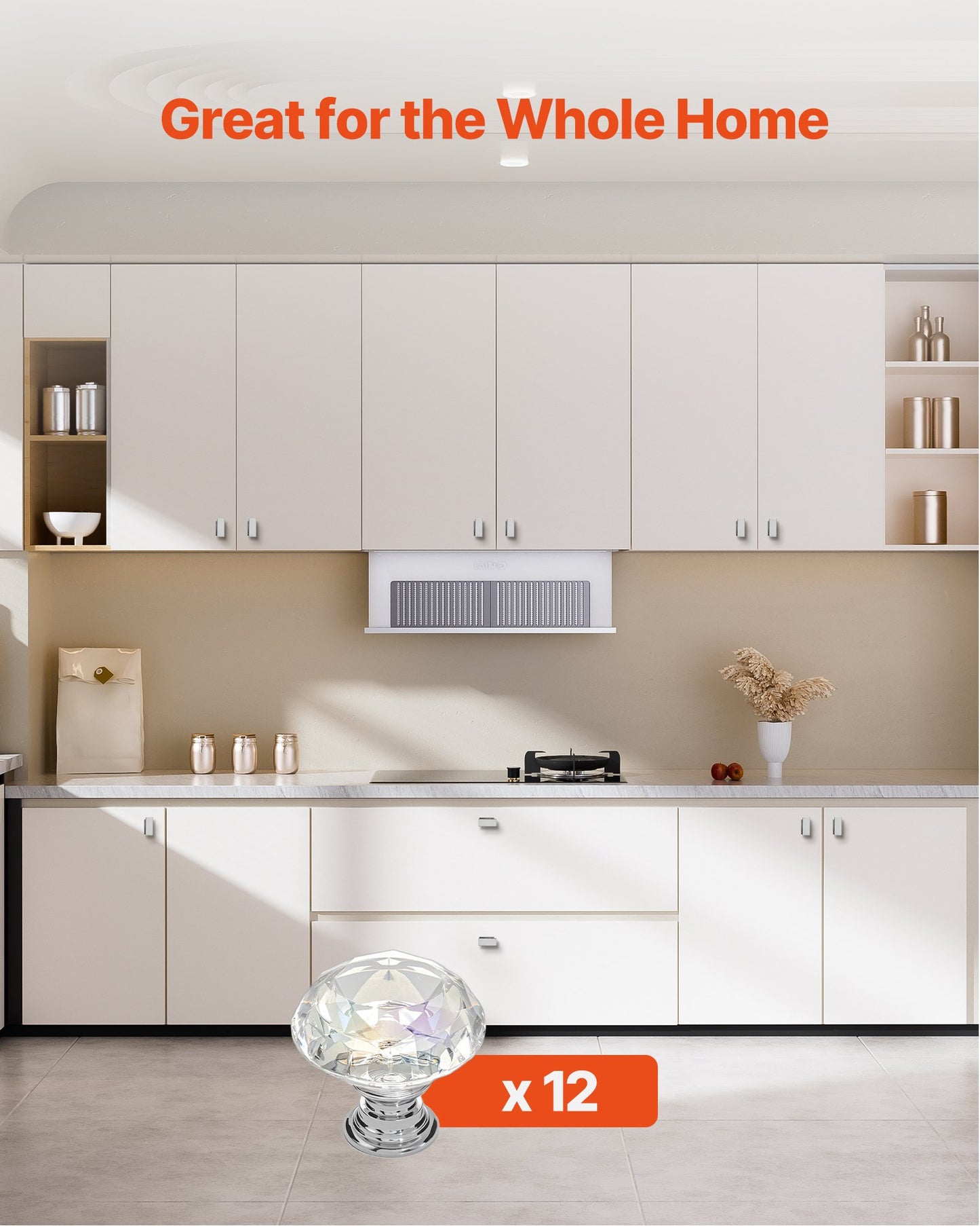 Cabinet Knobs, 12 Pack, 1.22 Inch Acrylic & Zinc Alloy Drawer Pulls Door Handles, Diamond Kitchen Solid Knobs Dresser Handles, Cupboard Hardware with Screws for Bathroom Closet Cabinets Drawers