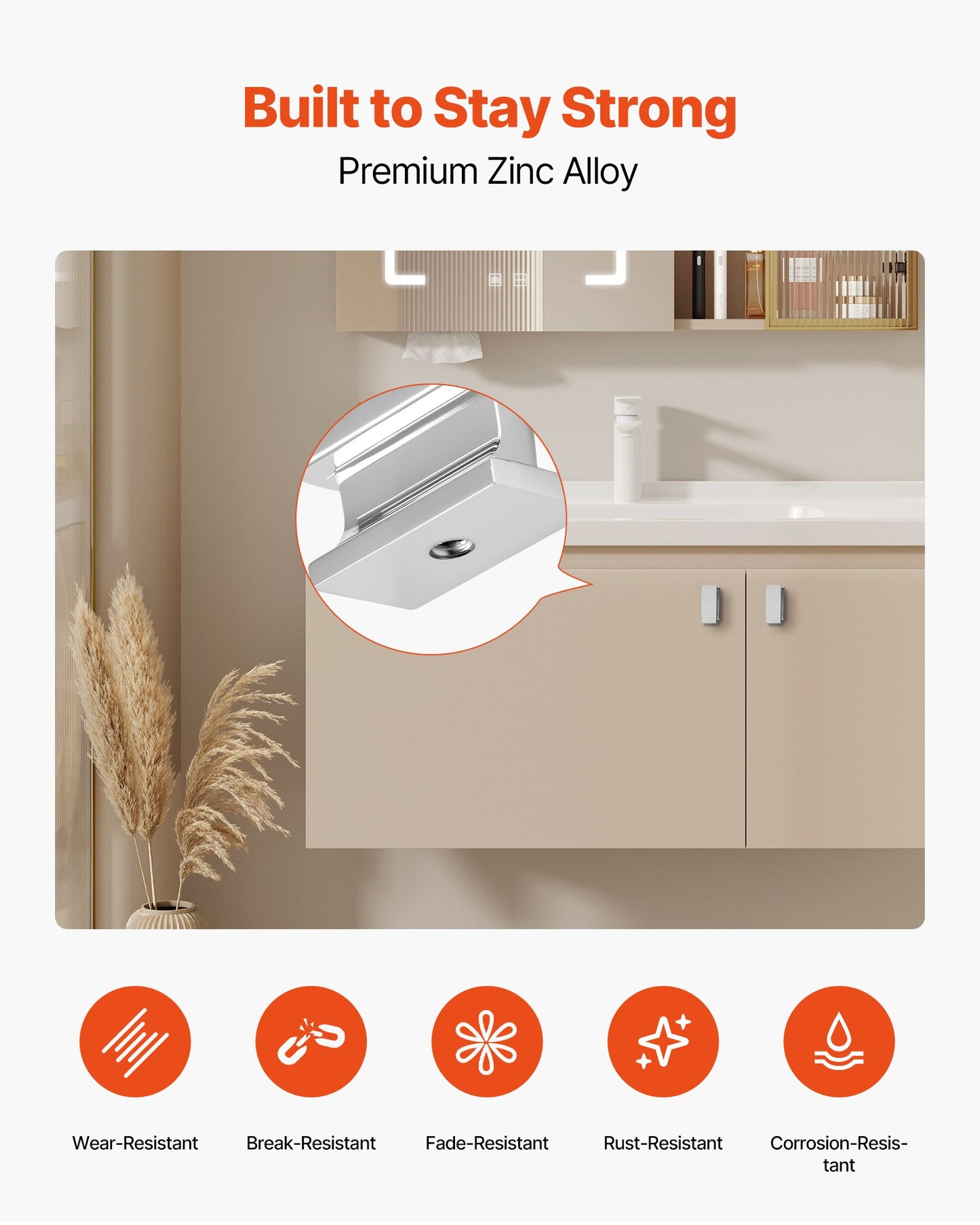 Cabinet Knobs, 10 Pack, 1.42 Inch Zinc Alloy Drawer Pulls Door Handles, Rectangular Kitchen Dresser Solid Knobs, Cupboard Hardware with Screws for Bathroom Closet Cabinets Drawers, Chrome Color