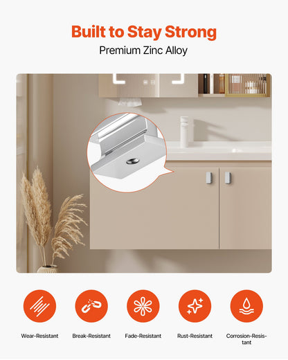 Cabinet Knobs, 10 Pack, 1.42 Inch Zinc Alloy Drawer Pulls Door Handles, Rectangular Kitchen Dresser Solid Knobs, Cupboard Hardware with Screws for Bathroom Closet Cabinets Drawers, Chrome Color