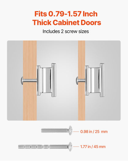 Cabinet Knobs, 10 Pack, 1.42 Inch Zinc Alloy Drawer Pulls Door Handles, Rectangular Kitchen Dresser Solid Knobs, Cupboard Hardware with Screws for Bathroom Closet Cabinets Drawers, Chrome Color