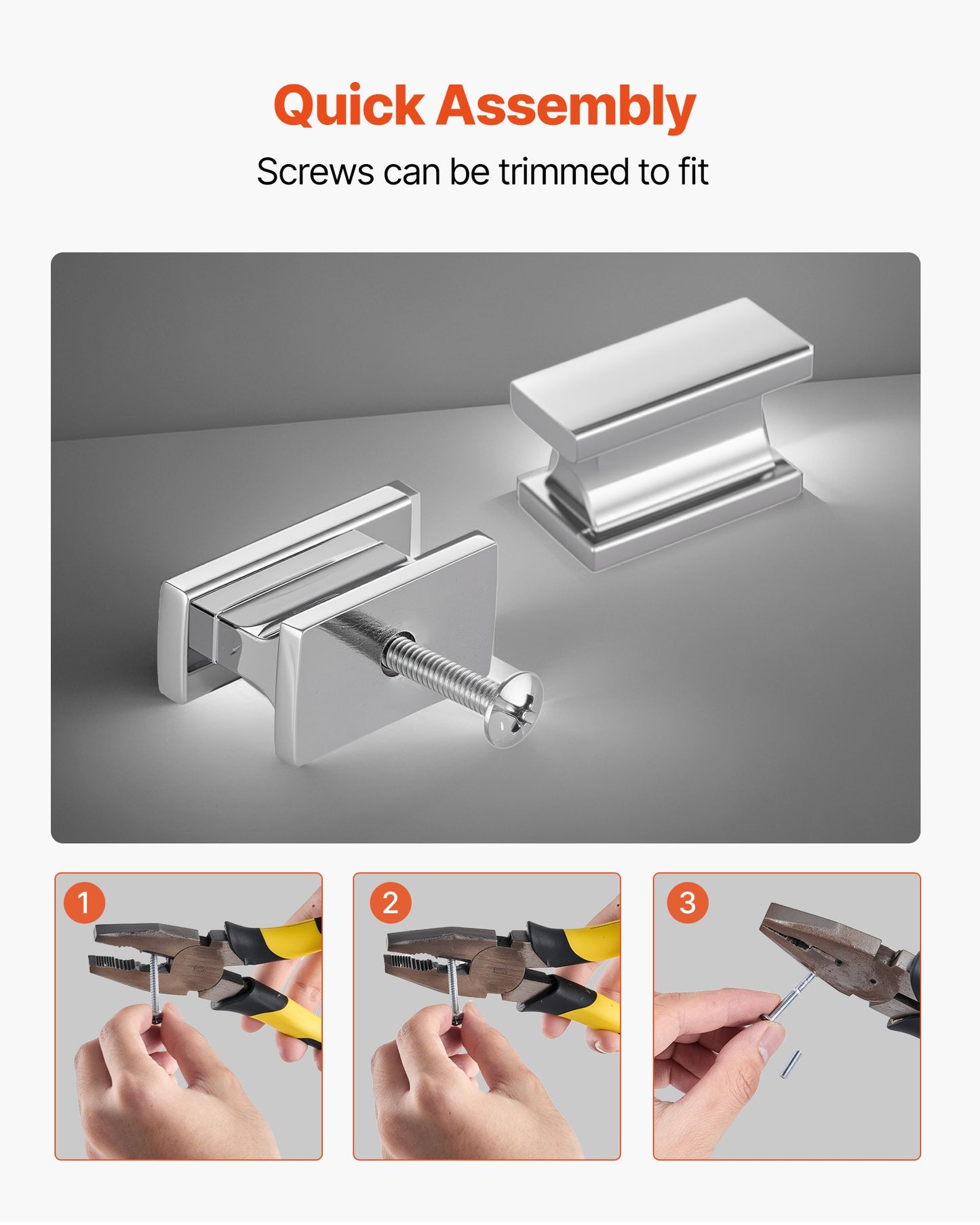 Cabinet Knobs, 10 Pack, 1.42 Inch Zinc Alloy Drawer Pulls Door Handles, Rectangular Kitchen Dresser Solid Knobs, Cupboard Hardware with Screws for Bathroom Closet Cabinets Drawers, Chrome Color