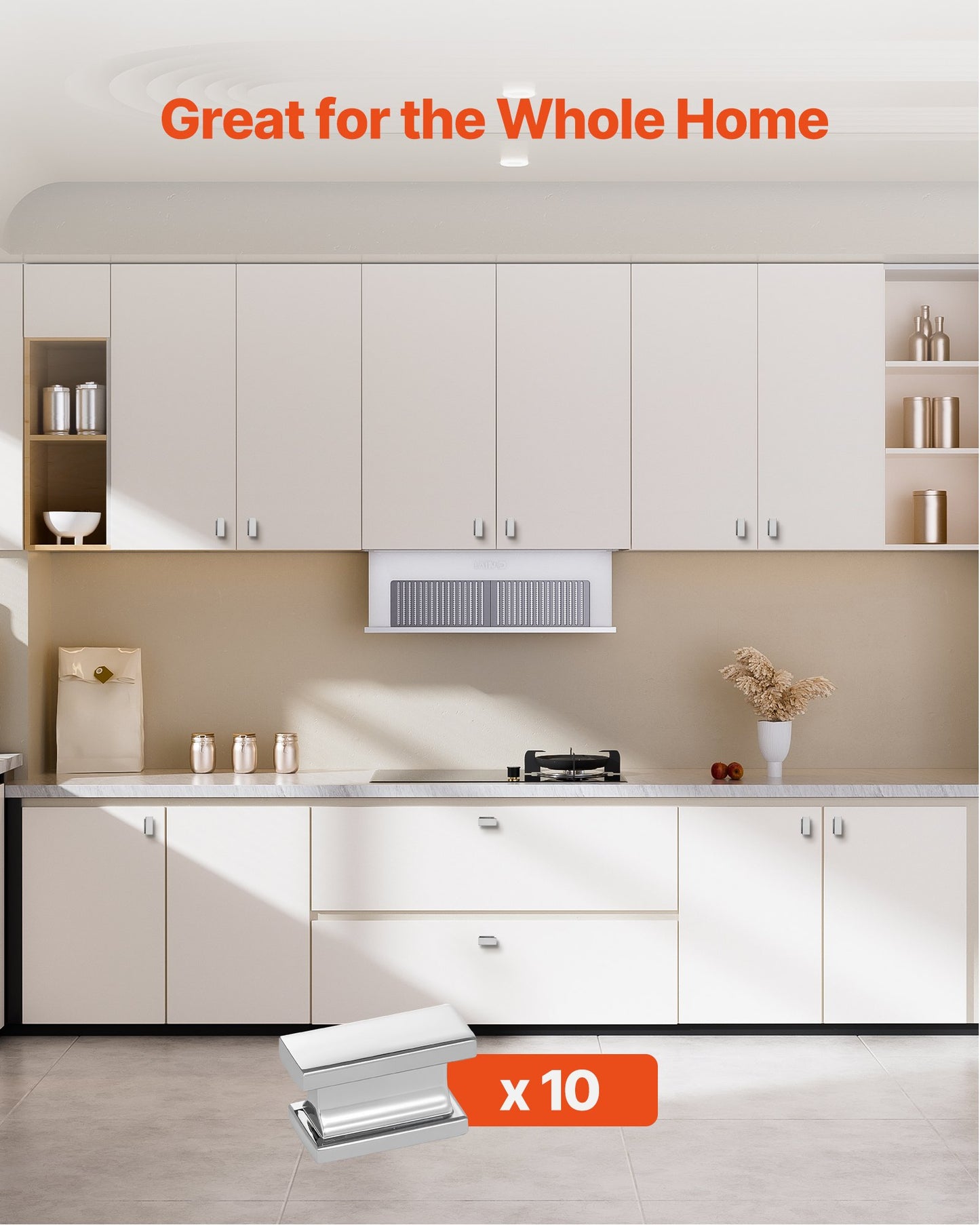 Cabinet Knobs, 10 Pack, 1.42 Inch Zinc Alloy Drawer Pulls Door Handles, Rectangular Kitchen Dresser Solid Knobs, Cupboard Hardware with Screws for Bathroom Closet Cabinets Drawers, Chrome Color