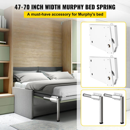 Murphy Montage-Wandfedermechanismus, robuster Stützbeschlag, DIY-Kit für Kingsize-Queensize-Bett (vertikal), weiß