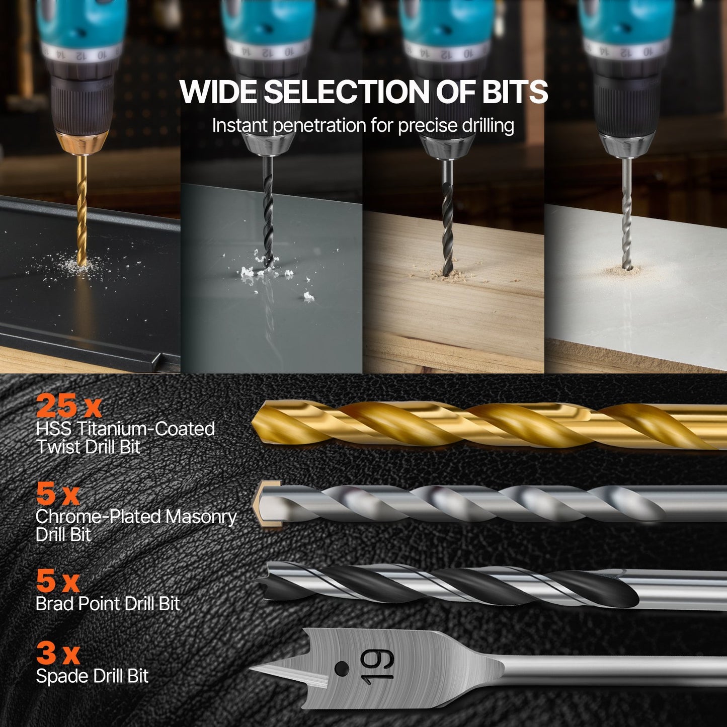 Drill Bit Set, 318 Pieces Drill and Driver Bit Set, Screwdriver Bit Set Suitable for Wood Metal Cement Drilling and Screw Driving, Drill Bit Sets Combo Kit Assorted in Organized Carrying Case
