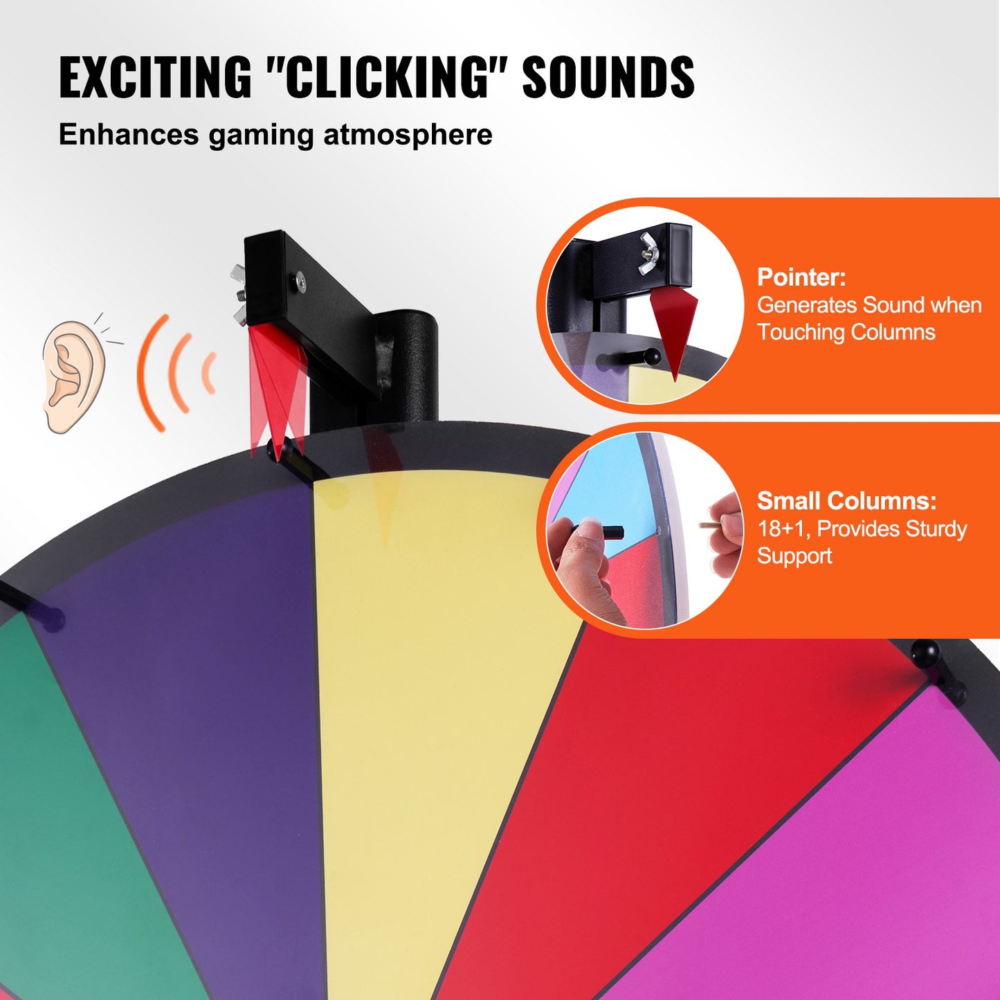 36 inch Spinning Prize Wheel, 18 Slots Spinning Wheel, Roulette Wheel with a Dry Erase and 2 Markers, Tabletop or Floor Standing Win Fortune Spin Games in Party Pub Trade Show Carnival