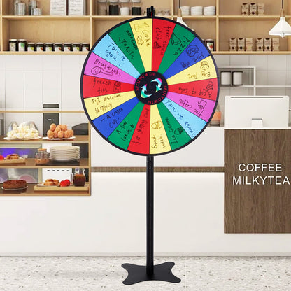 36 inch Spinning Prize Wheel, 18 Slots Spinning Wheel, Roulette Wheel with a Dry Erase and 2 Markers, Tabletop or Floor Standing Win Fortune Spin Games in Party Pub Trade Show Carnival
