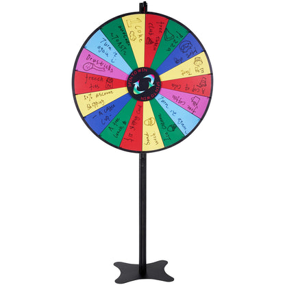 36 inch Spinning Prize Wheel, 18 Slots Spinning Wheel, Roulette Wheel with a Dry Erase and 2 Markers, Tabletop or Floor Standing Win Fortune Spin Games in Party Pub Trade Show Carnival
