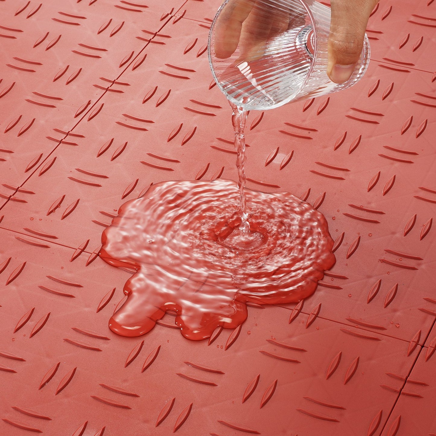 Garage Tiles Interlocking, 12 x 12 x 0.53 Inch 50-Pack Garage Floor Tiles, Non-Slip Double-Sided Texture Garage Floor Tiles, for Garages, Basements, Repair Shops, Red