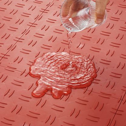 Garage Tiles Interlocking, 12 x 12 x 0.53 Inch 50-Pack Garage Floor Tiles, Non-Slip Double-Sided Texture Garage Floor Tiles, for Garages, Basements, Repair Shops, Red