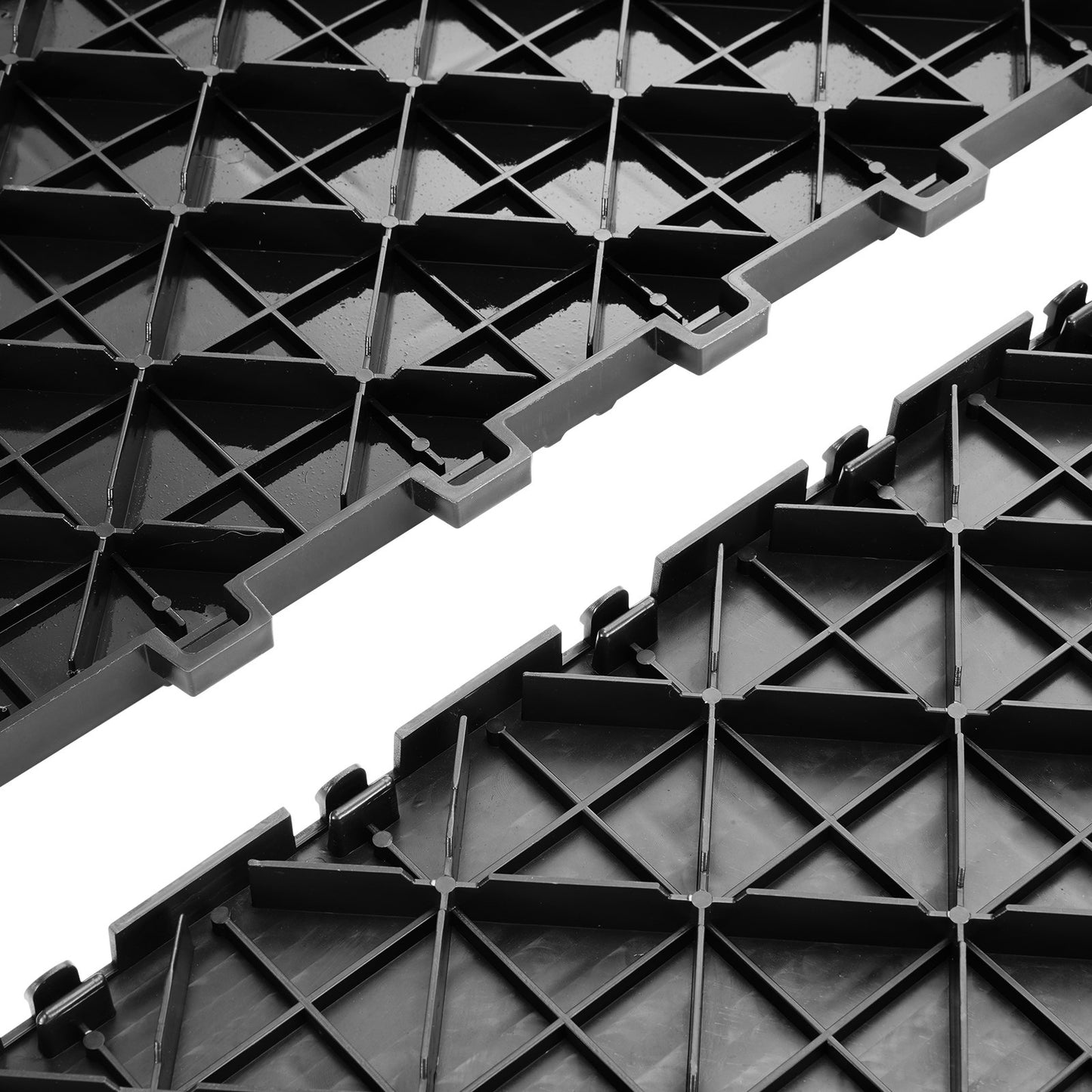 Ineinander greifende Garagenfliesen, 12 x 12 x 0,53 Zoll, 50er-Packung Garagenbodenfliesen, rutschfester, doppelseitiger, strukturierter Garagenbodenbelag, für Garagen, Keller, Reparaturwerkstätten, Schwarz