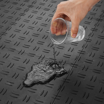 Ineinander greifende Garagenfliesen, 12 x 12 x 0,53 Zoll, 50er-Packung Garagenbodenfliesen, rutschfester, doppelseitiger, strukturierter Garagenbodenbelag, für Garagen, Keller, Reparaturwerkstätten, Schwarz