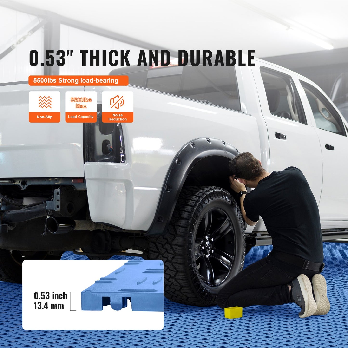 Garageplattor sammankopplade, 12 x 12 x 0,53 tum 25-pack garagegolvplattor, halkfria dubbelsidiga texturer för garagegolv, för garage, källare, reparationsverkstäder, blå