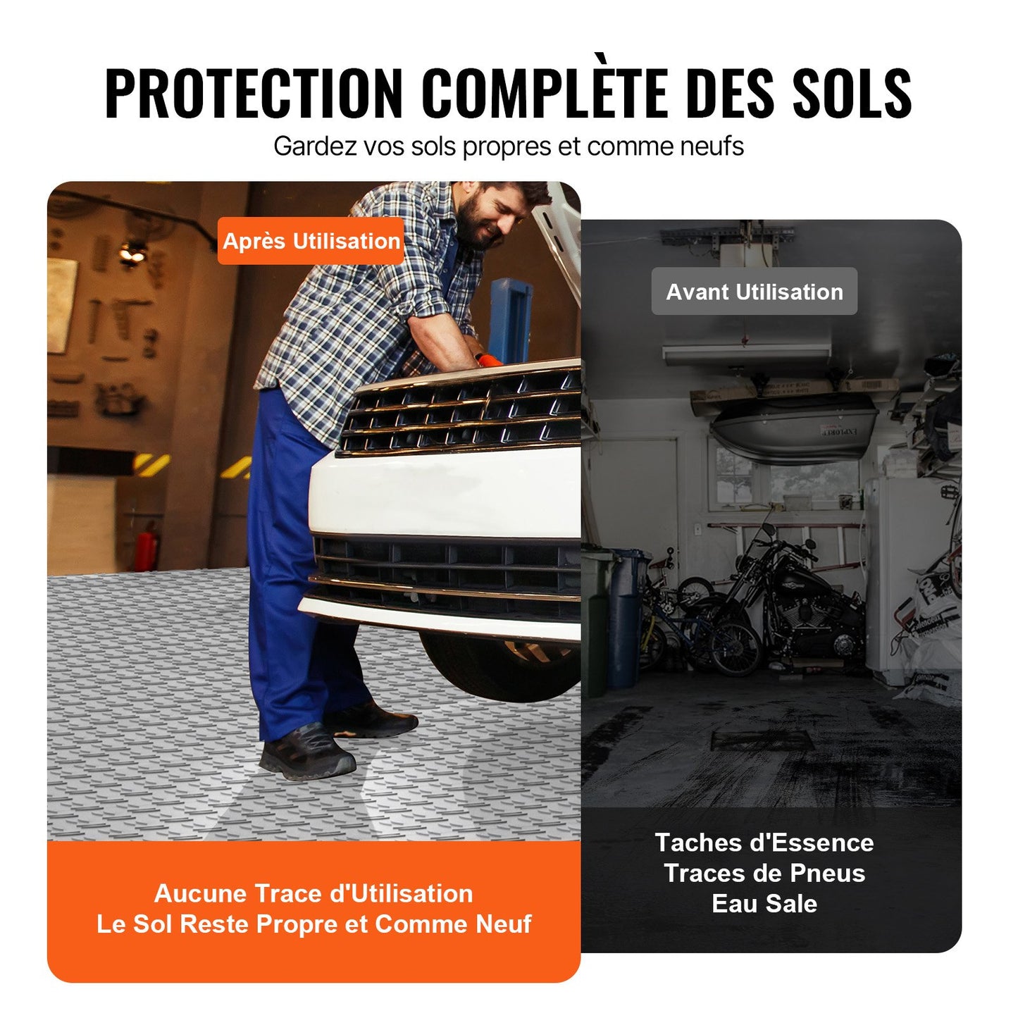 Garage Tiles Interlocking, 12 x 12 x 0.53 inch 50 Pack Garage Floor Covering Tiles, Non-Slip Double-Sided Texture Garage Flooring Tiles, for Garages, Basements, Repair Shops, Silver