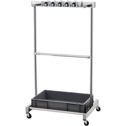 Trädgårdsredskapsarrangör, 10 platser med krokar, gårdsredskapstornställ med hjul för garageorganisation och förvaring, Hålla långskaftet verktyg/krata/kvast, metallverktygsställ för skjul, utomhus