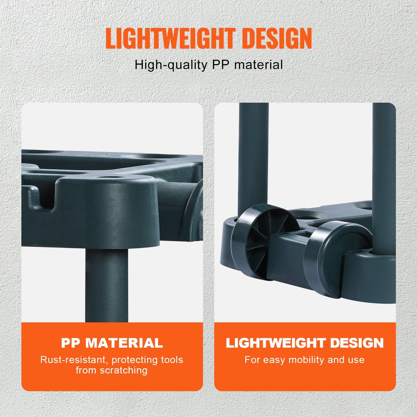 Trädgårdsredskapsarrangör, 10 platser, Trädgårdsredskapstornställ för garageorganisation och förvaring, Hålla långhandtaget verktyg/krata/kvast/skyffel, PP Trädgårdsredskapshållare Organizer för trädgård, skjul, utomhus